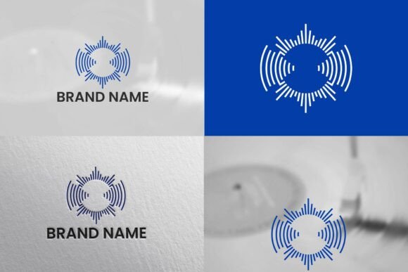 Blue Circular Logo with Radiating Lines