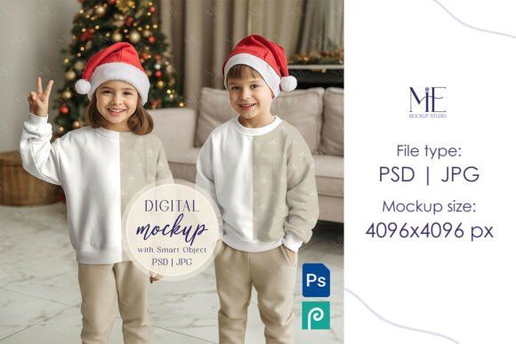 Christmas Kids Sweatshirt Mockup PSD