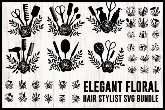 Elegant Floral Hair Stylist SVG Bundle
