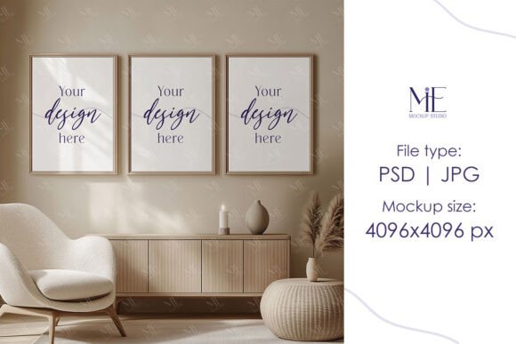 Frames Mockup, Wood Set Frame Mockup PSD