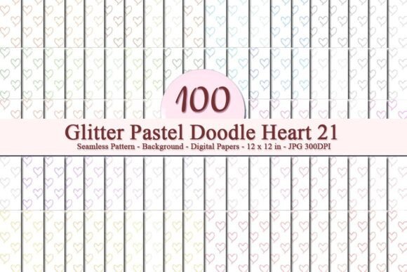 Glitter Pastel Doodle Heart 21 Pattern