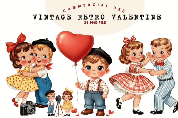 Retro Vintage Valentine Clipart: A Timeless Choice for Creative Projects