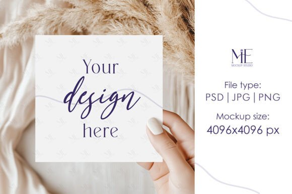 Square Card Mockup, 5x5 Invite Card PSD
