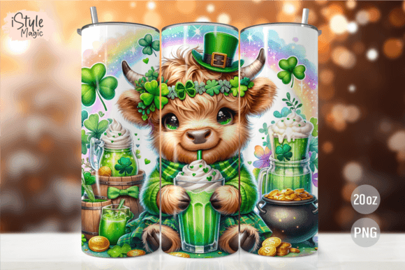 St. Patrick’s Day Tumbler Highland Cow