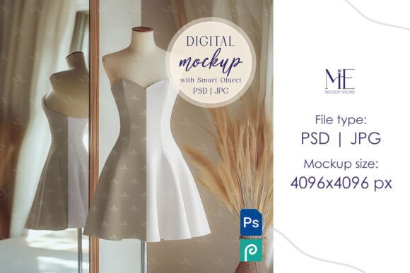 Women's Dress Mockup, Short Dress PSD